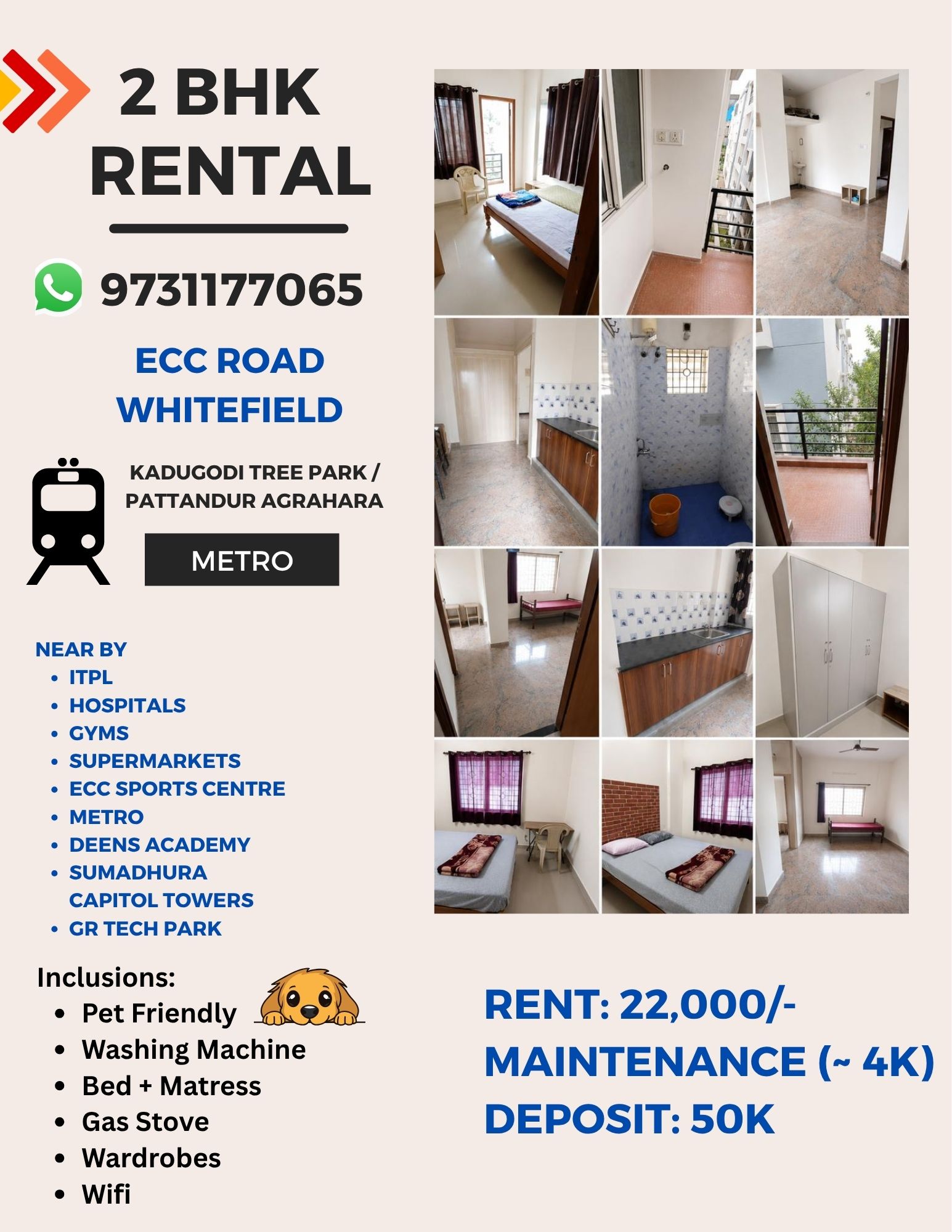 2BHK Rental in Whitefield (No Brokerage)